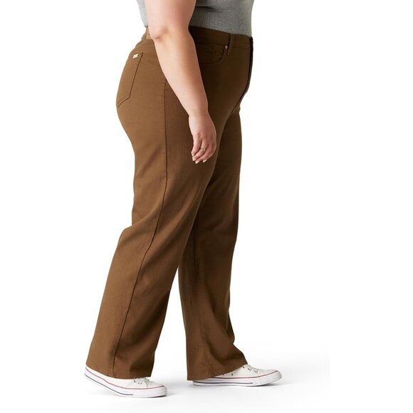 Womens High-Rise Loose Straight Jeans Plus Size Cotton Elastane Comfortable - Picture 3 of 5